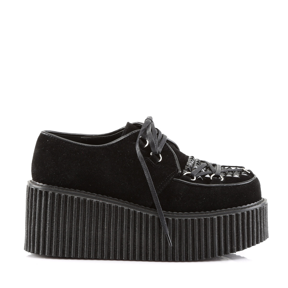 DemoniaCult Chaussure basse des femmes CREEPER-216 BLK Suede végétalien