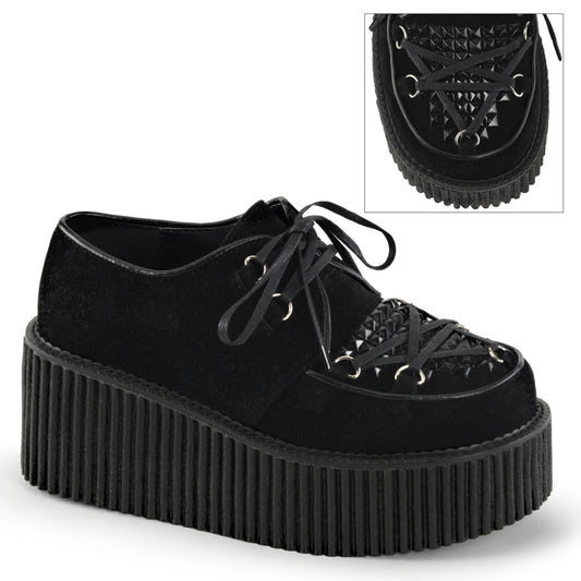 DemoniaCult Womens Low Shoe CREEPER-216 Blk Vegan Suede