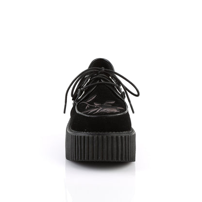 DemoniaCult Womens Low Shoe CREEPER-219 Blk Velvet