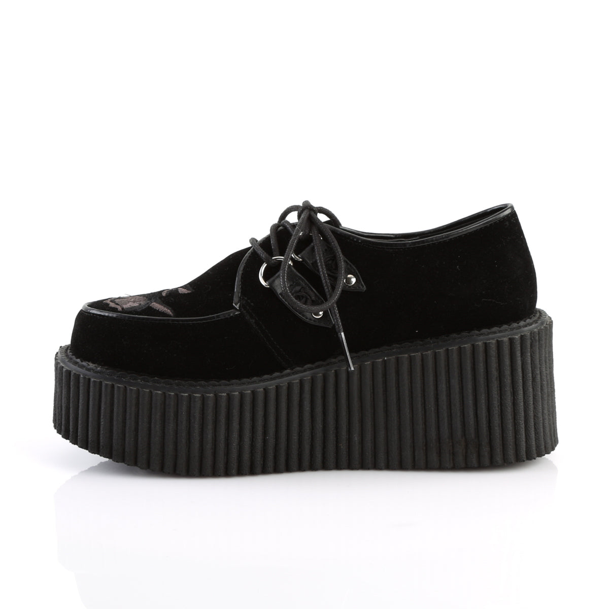 DemoniaCult Womens Low Shoe CREEPER-219 Blk Velvet