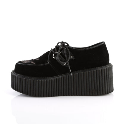 DemoniaCult Womens Low Shoe CREEPER-219 Blk Velvet