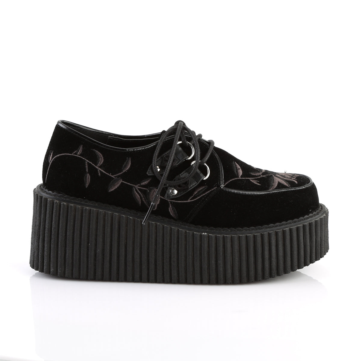 DemoniaCult Womens Low Shoe CREEPER-219 Blk Velvet