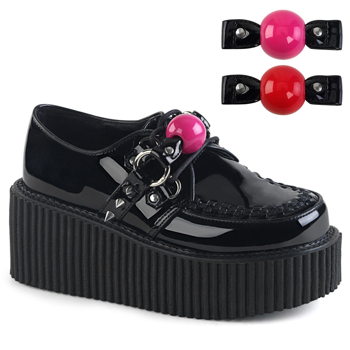 DemoniaCult Chaussure basse des femmes CREEPER-222 Blk Pat