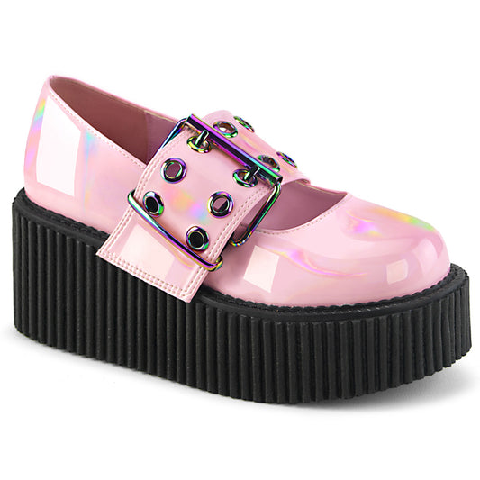 DemoniaCult  Low Shoe CREEPER-230 B. Pink Holo Pat
