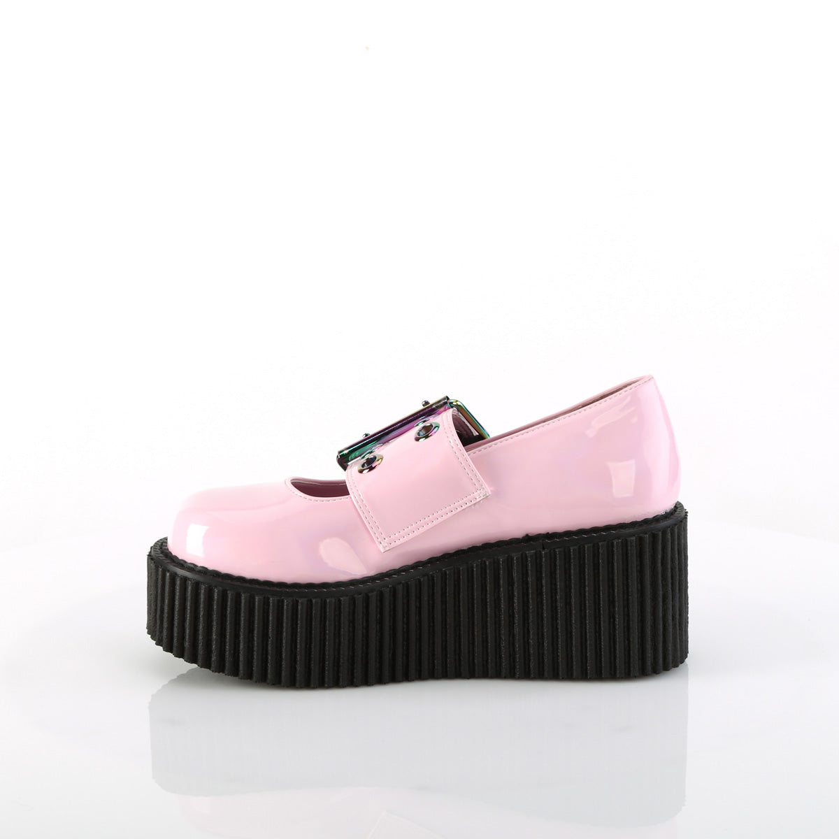 DemoniaCult  Low Shoe CREEPER-230 B. Pink Holo Pat