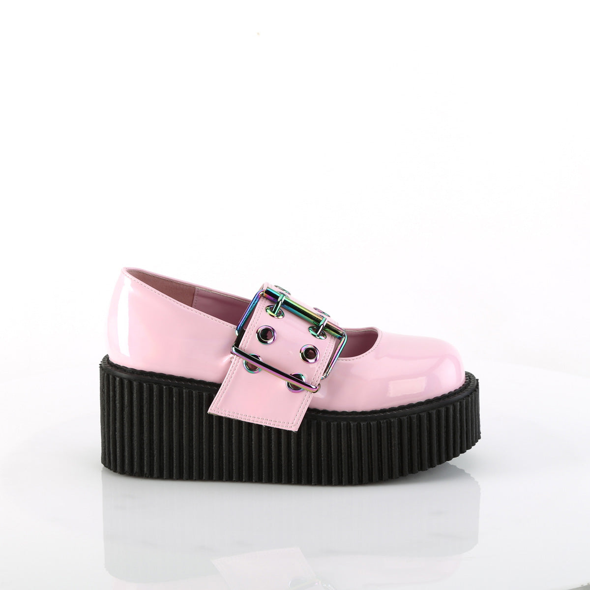 DemoniaCult  Low Shoe CREEPER-230 B. Pink Holo Pat
