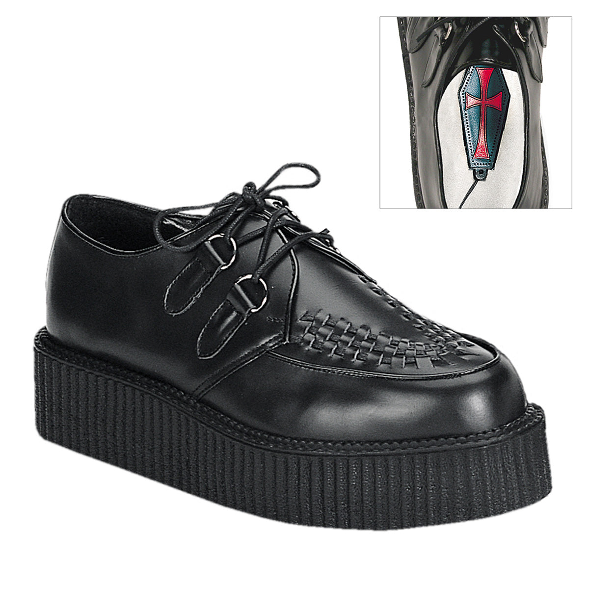 DemoniaCult Mens Boots CREEPER-402 Blk Leather