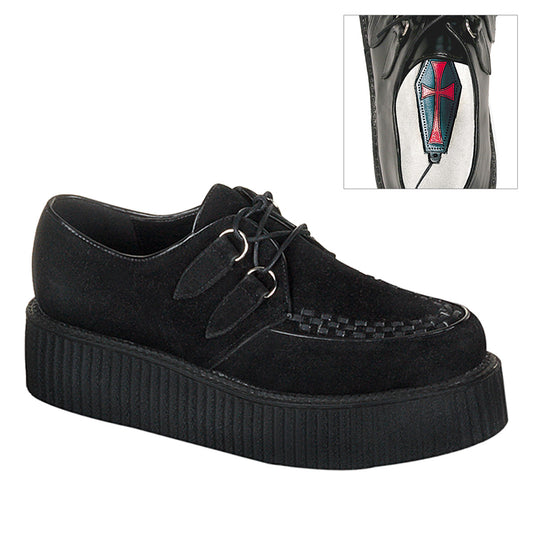 DemoniaCult Chaussure basse pour hommes CREEPER-402s blk daim