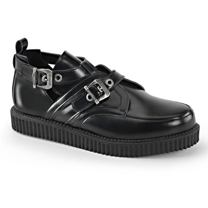 DemoniaCult Chaussure basse pour hommes CREEPER-615 BLK Cuir