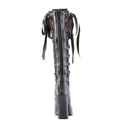 DemoniaCult Womens Boots CRYPTO-106 Blk-Red Vegan Leather