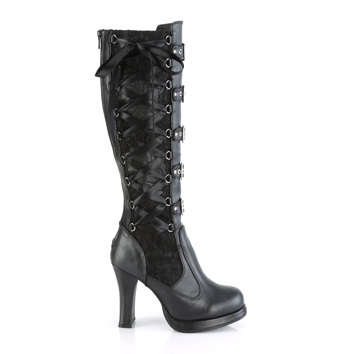DemoniaCult Bottes de femmes CRYPTO-106 BLK Vegan en cuir-lace