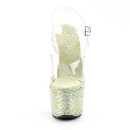 Pleaser Womens Sandals CRYSTALIZE-308TL Clr/Lime Crystal