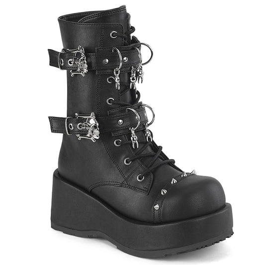 DemoniaCult Women's Ankle Boots CUBBY-54 Blk Vegan Leather