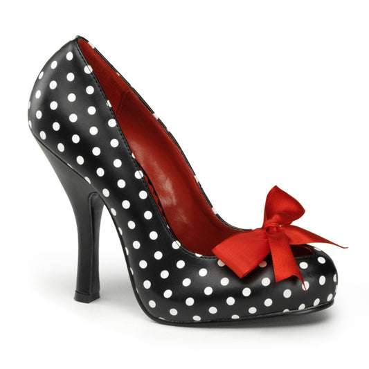 Pin Up Couture Pompes pour femmes CUTIEPIE-06 BLK-WHT PU (impression Polka Dots)
