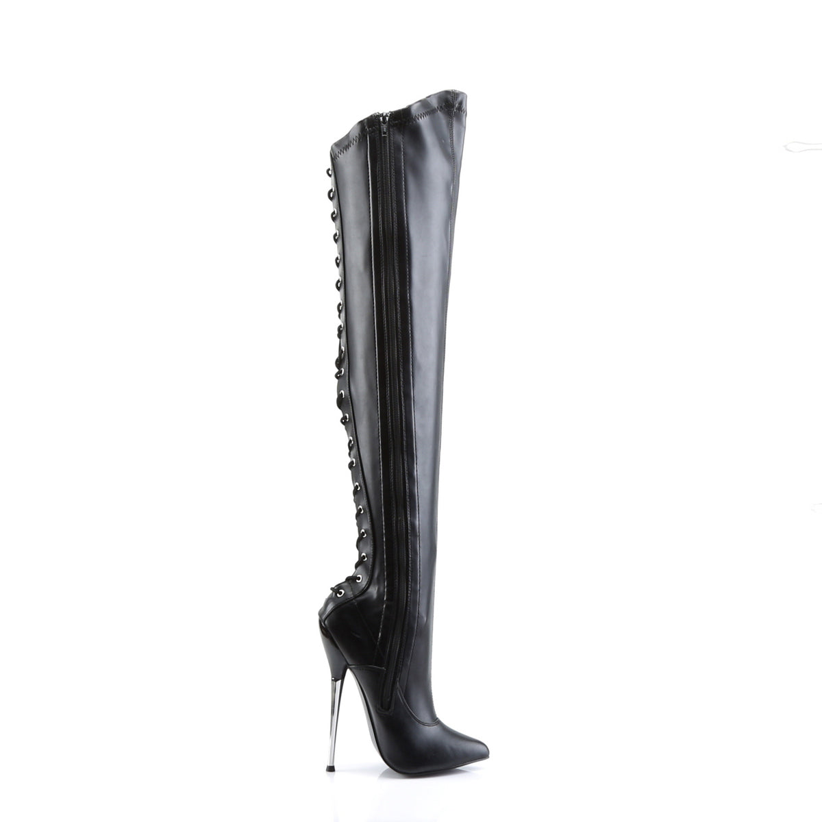 Devious Womens Boots DAGGER-3060 Blk Stretch Pu