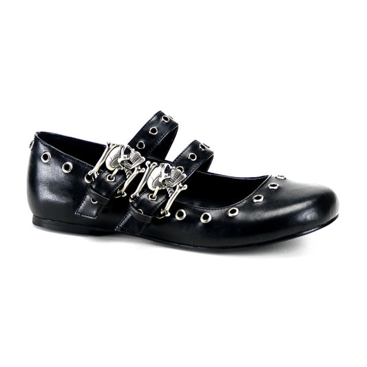 DemoniaCult Chaussure basse des femmes DAISY-03 Cuir végétalien BLK