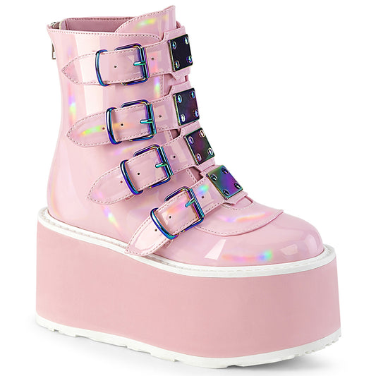 DemoniaCult  Bottines DAMNED-105 B. Holo rose Pat