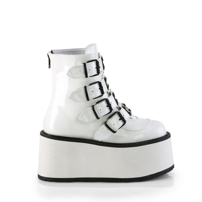 DemoniaCult  Ankle Boots DAMNED-105 Wht Holo Pat