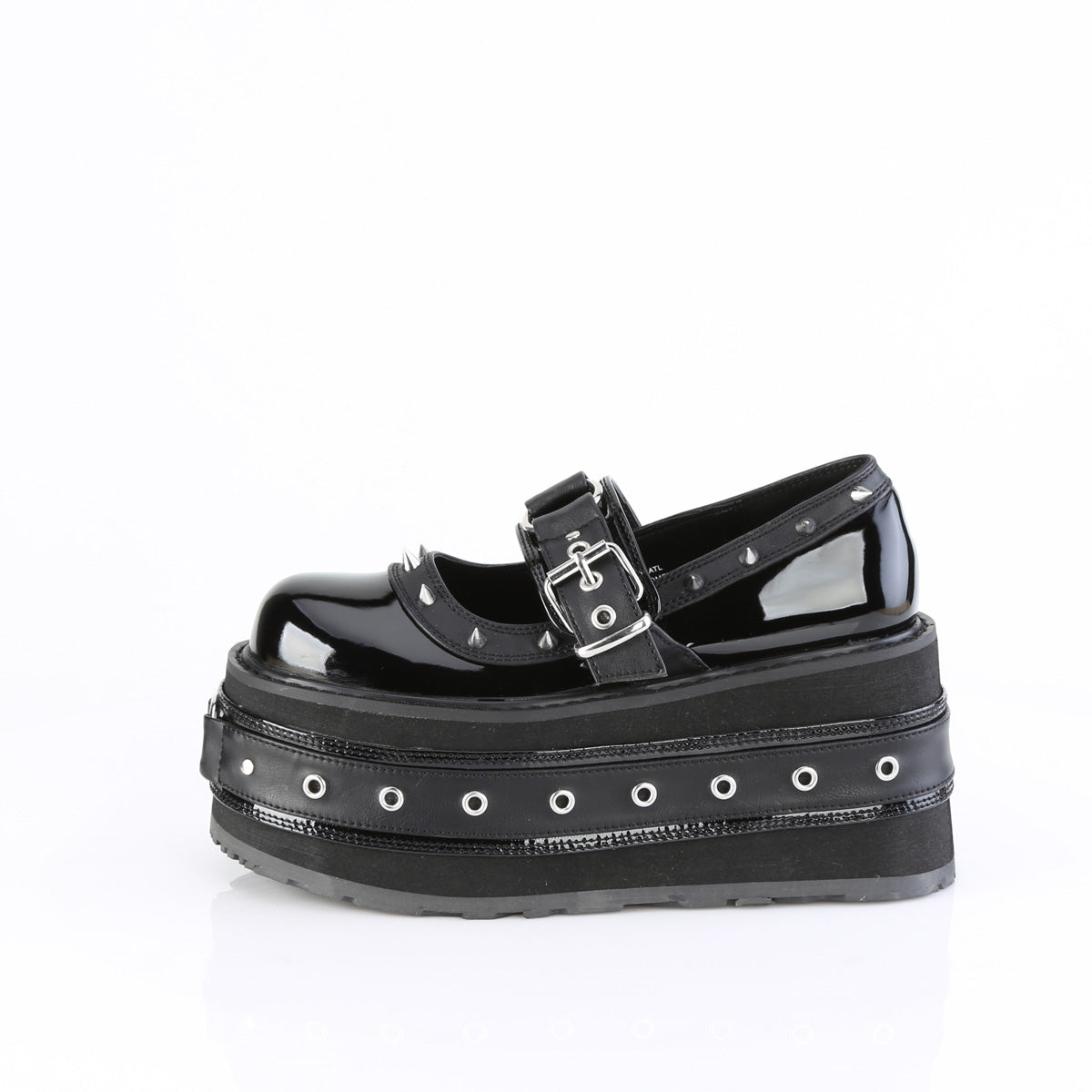 DemoniaCult Women's Heels & Platform Shoes DAMNED-20 Blk Pat-Vegan Leather