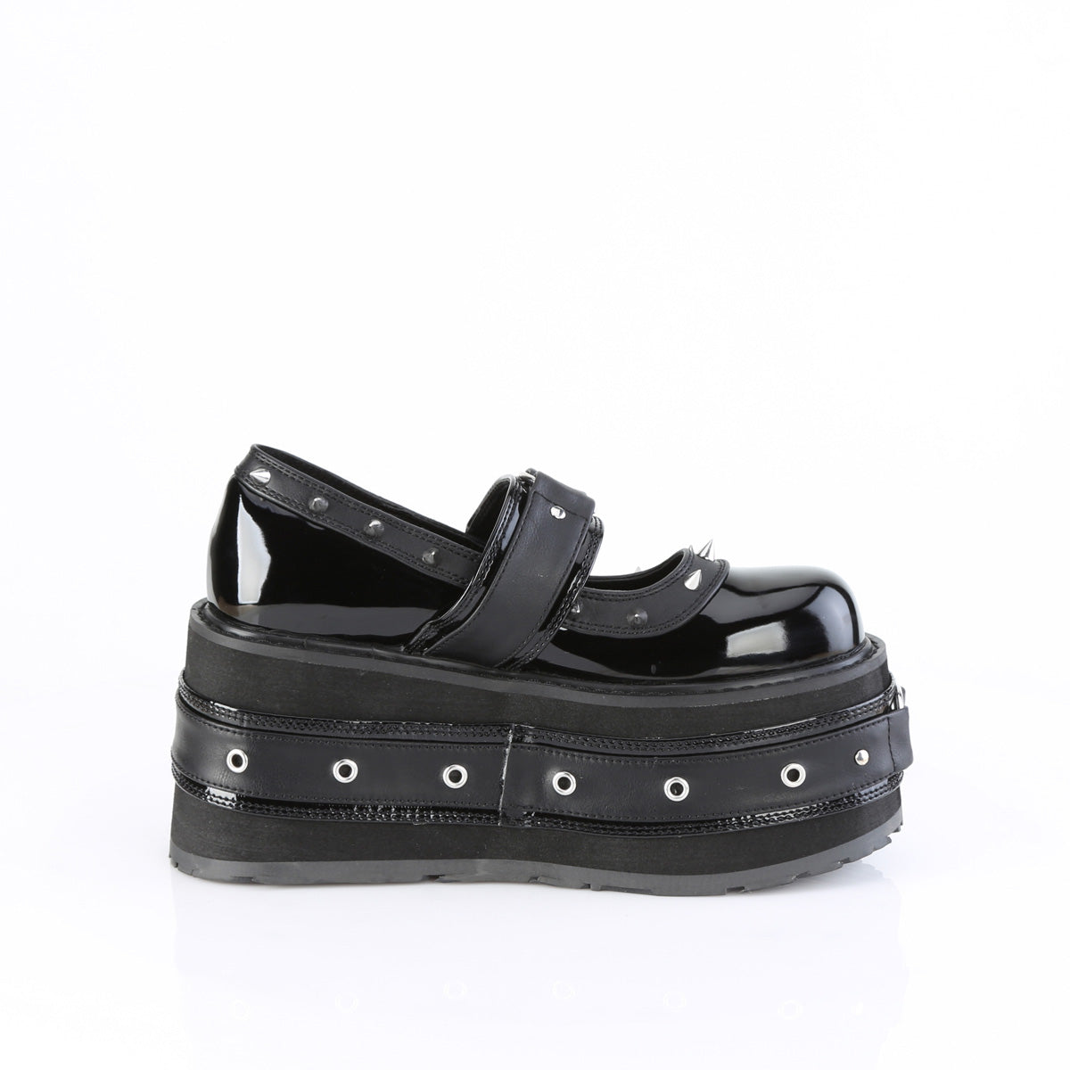 DemoniaCult Women's Heels & Platform Shoes DAMNED-20 Blk Pat-Vegan Leather