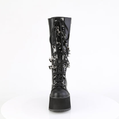 DemoniaCult Women's Mid-Calf & Knee High Boots DAMNED-220 Blk Vegan Leather