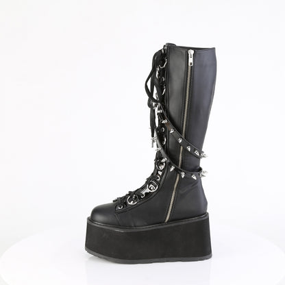 DemoniaCult Women's Mid-Calf & Knee High Boots DAMNED-220 Blk Vegan Leather