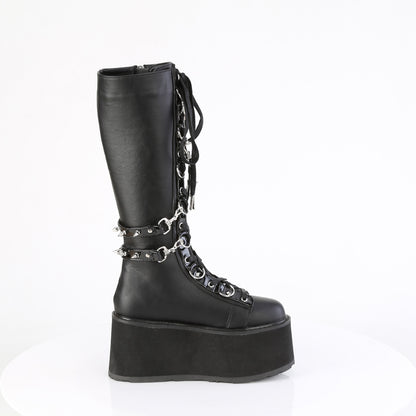 DemoniaCult Women's Mid-Calf & Knee High Boots DAMNED-220 Blk Vegan Leather