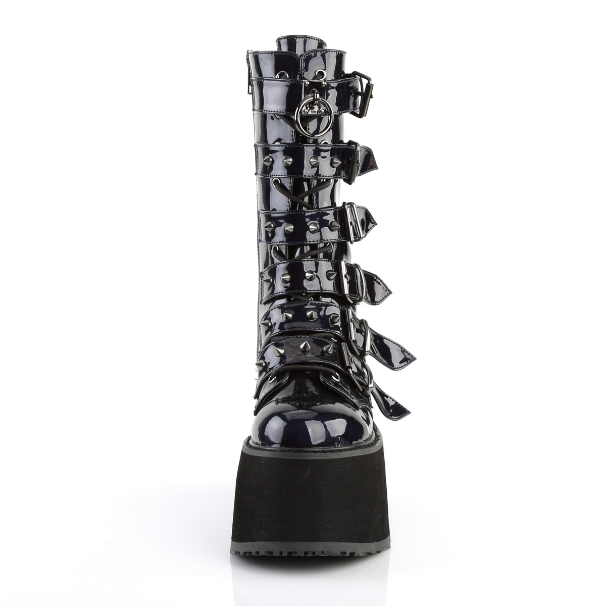 DemoniaCult Womens Boots DAMNED-225 Blk Hologram Vegan Leather