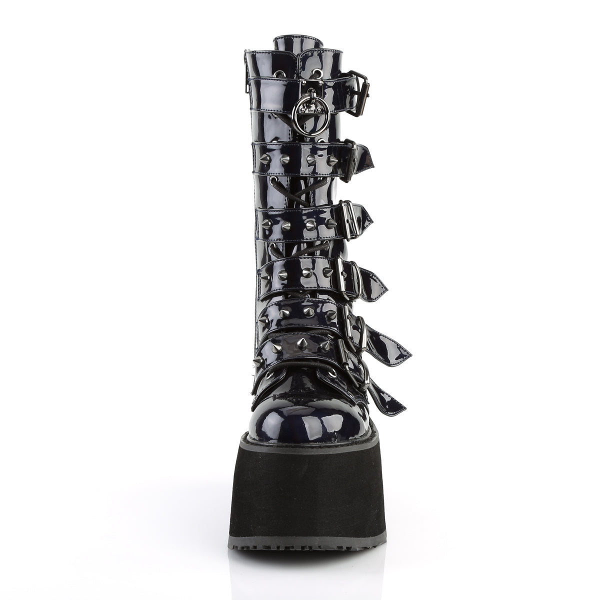 DemoniaCult Bottes de femmes DAMNED-225 Cuir végétalien Blk Hologram