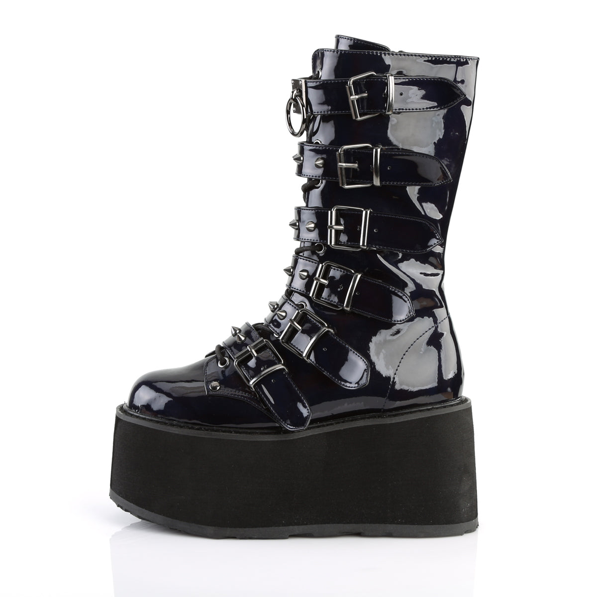 DemoniaCult Bottes de femmes DAMNED-225 Cuir végétalien Blk Hologram