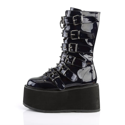 DemoniaCult Bottes de femmes DAMNED-225 Cuir végétalien Blk Hologram
