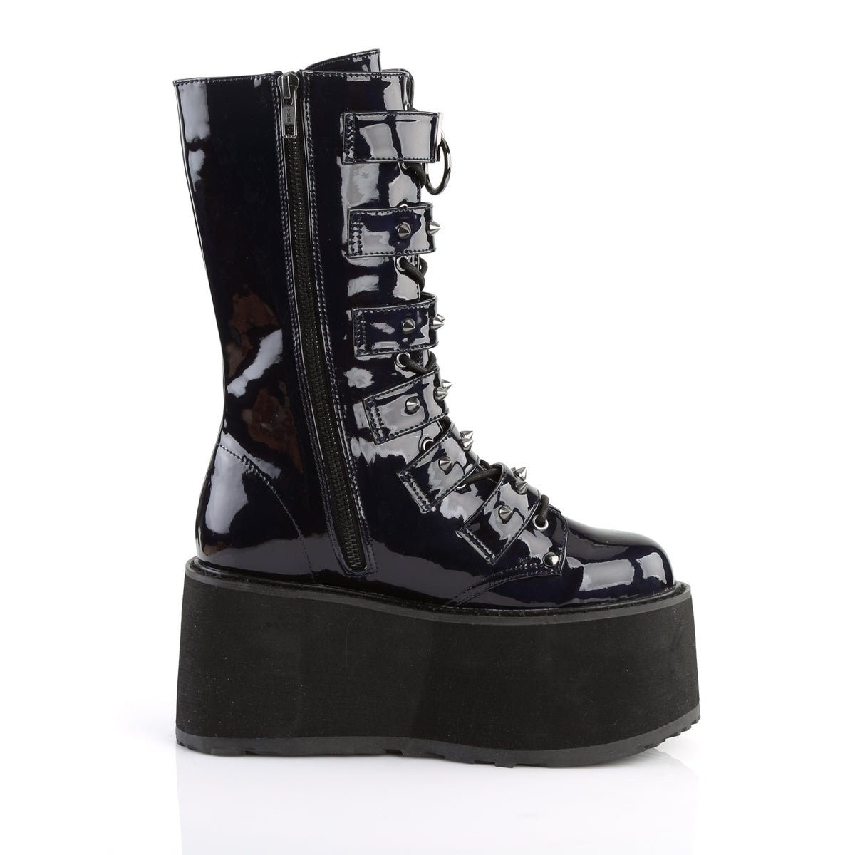 DemoniaCult Bottes de femmes DAMNED-225 Cuir végétalien Blk Hologram