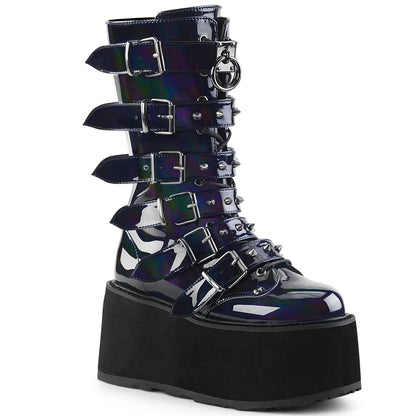 DemoniaCult Bottes de femmes DAMNED-225 Cuir végétalien Blk Hologram