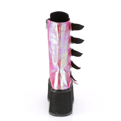 DemoniaCult Womens  DAMNED-225 Pink-Green Iridescent Vegan Leather