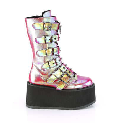 DemoniaCult Womens  DAMNED-225 Pink-Green Iridescent Vegan Leather