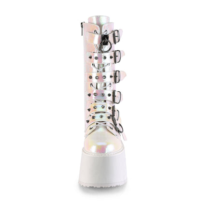 DemoniaCult Bottes de femmes DAMNED-225 cuir végétalien irisé perlé