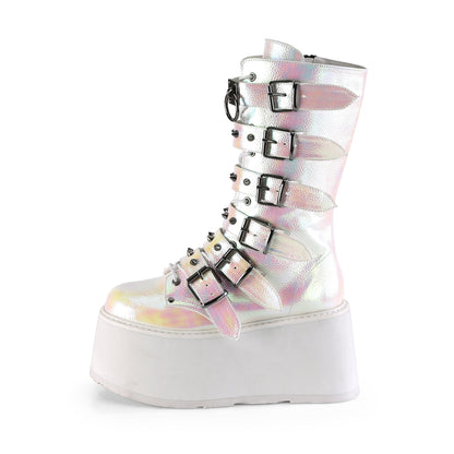 DemoniaCult Bottes de femmes DAMNED-225 cuir végétalien irisé perlé