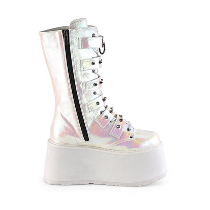 DemoniaCult Bottes de femmes DAMNED-225 cuir végétalien irisé perlé