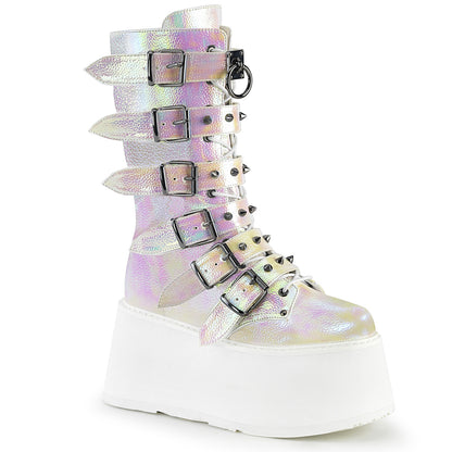 DemoniaCult Bottes de femmes DAMNED-225 cuir végétalien irisé perlé