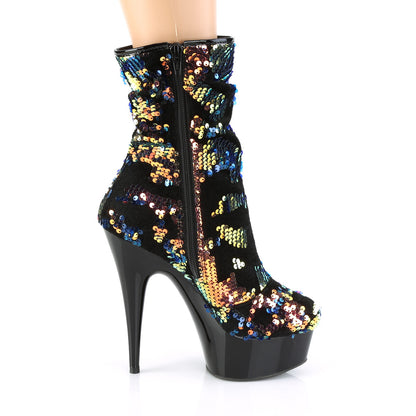 Pleaser Bottines pour femmes DELIGHT-1004 paillettes irescentes bleues / blk