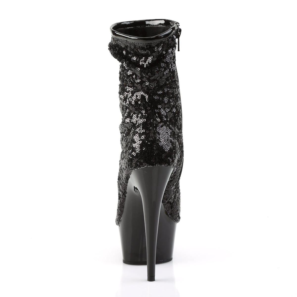 Pleaser Bottines pour femmes DELIGHT-1008SQ Blk paillettes / chrome de l'étain noir