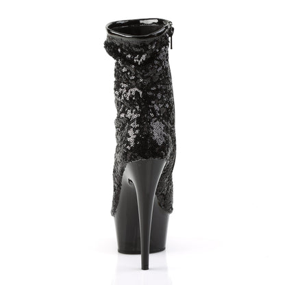 Pleaser Bottines pour femmes DELIGHT-1008SQ Blk paillettes / chrome de l'étain noir