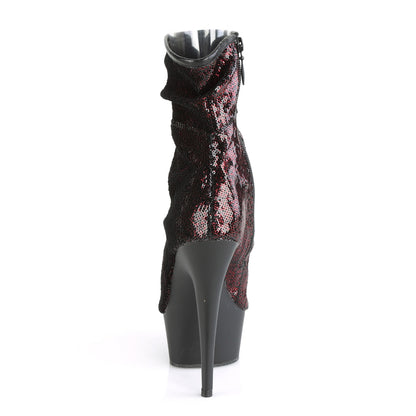 Pleaser Bottines pour femmes DELIGHT-1008SQ Bourgogne Sequins / Blk Matte
