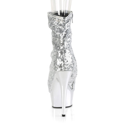 Pleaser Bottines pour femmes DELIGHT-1008SQ SLV Sequins / SLV Chrome