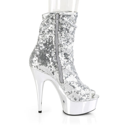 Pleaser Bottines pour femmes DELIGHT-1008SQ SLV Sequins / SLV Chrome