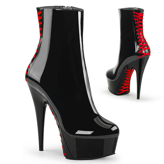 Pleaser Bottines pour femmes DELIGHT-1010 Blk Pat-Rouge / Blk