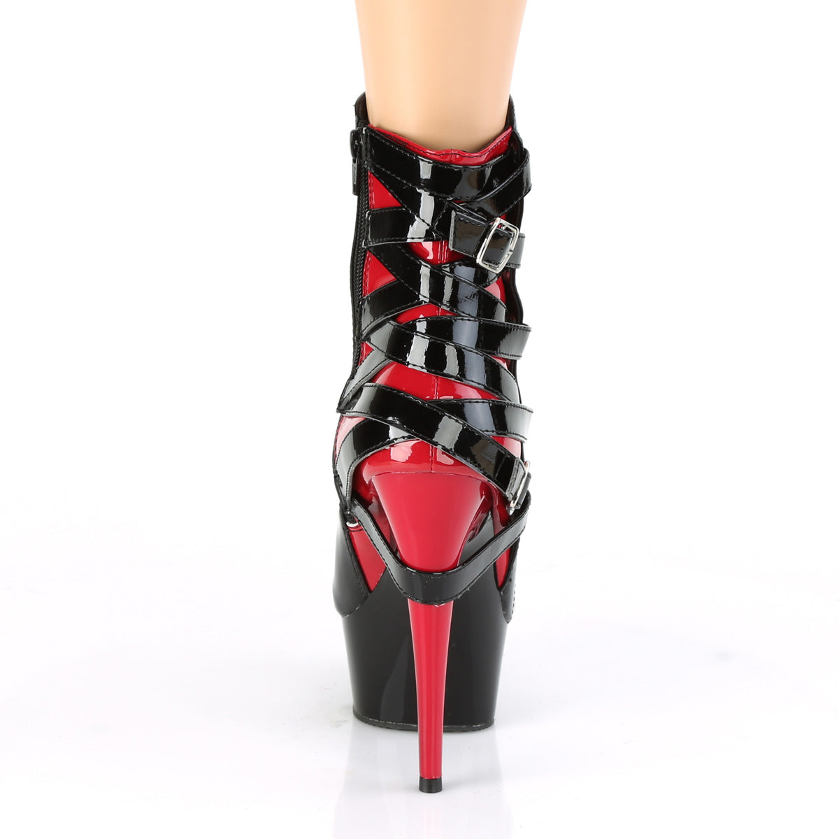 Pleaser Bottines pour femmes DELIGHT-1012 BLK-ROUGE PAT / BLK-RED