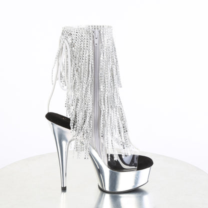 Pleaser Womens Ankle Boots DELIGHT-1017RSF Clr-Slv/Slv Chrome