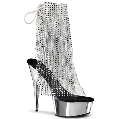 Pleaser Womens Ankle Boots DELIGHT-1017RSF Clr-Slv/Slv Chrome