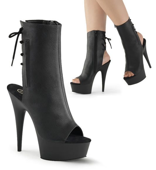 Pleaser Bottines pour femmes DELIGHT-1018 Blk Faux Cuir / Blk